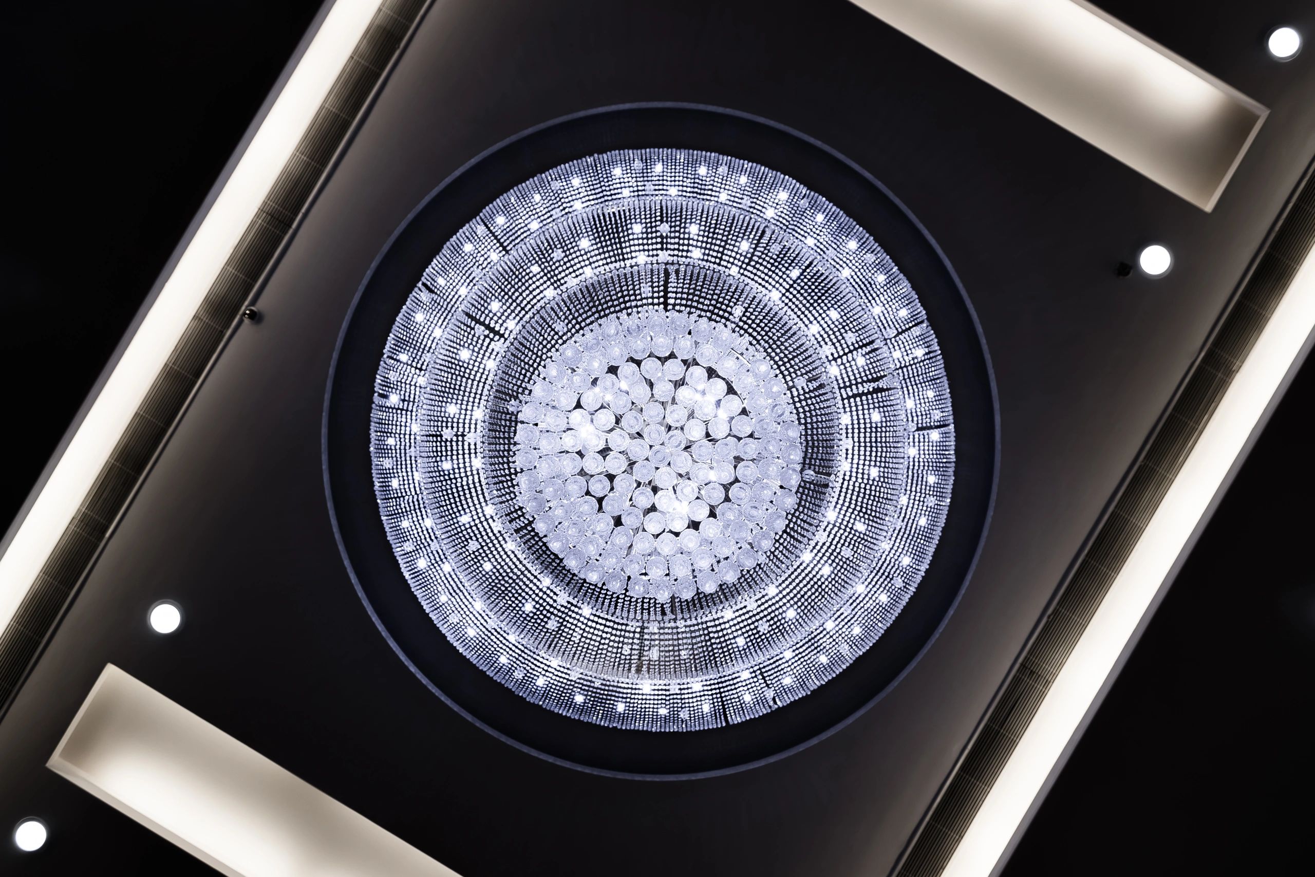 Crystal chandelier detail creating an elegant event atmosphere